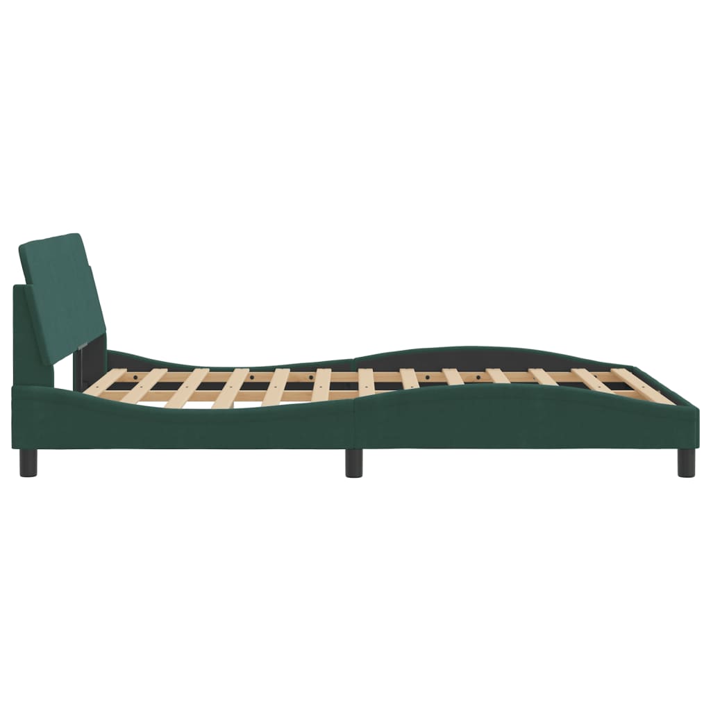 Bed frame without mattress dark green 140x190 cm velvet