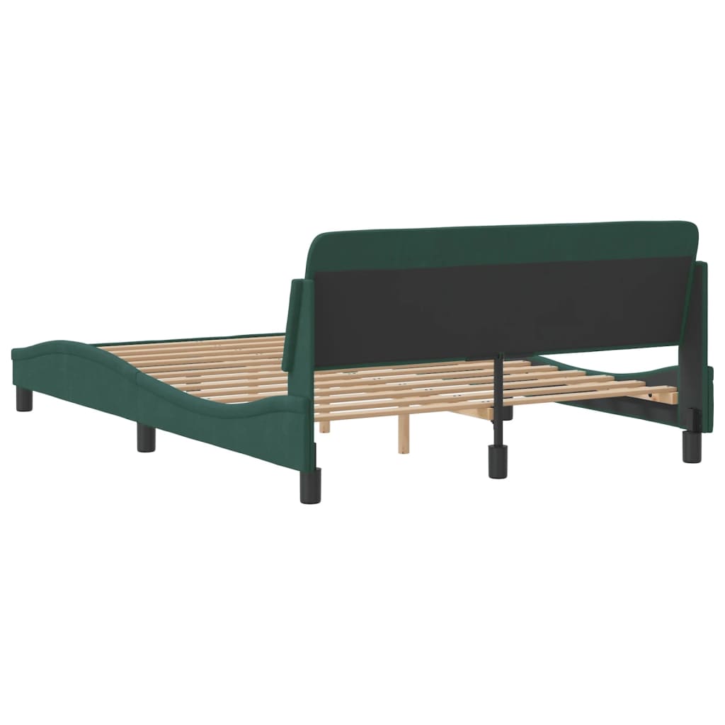 Bed frame without mattress dark green 140x190 cm velvet