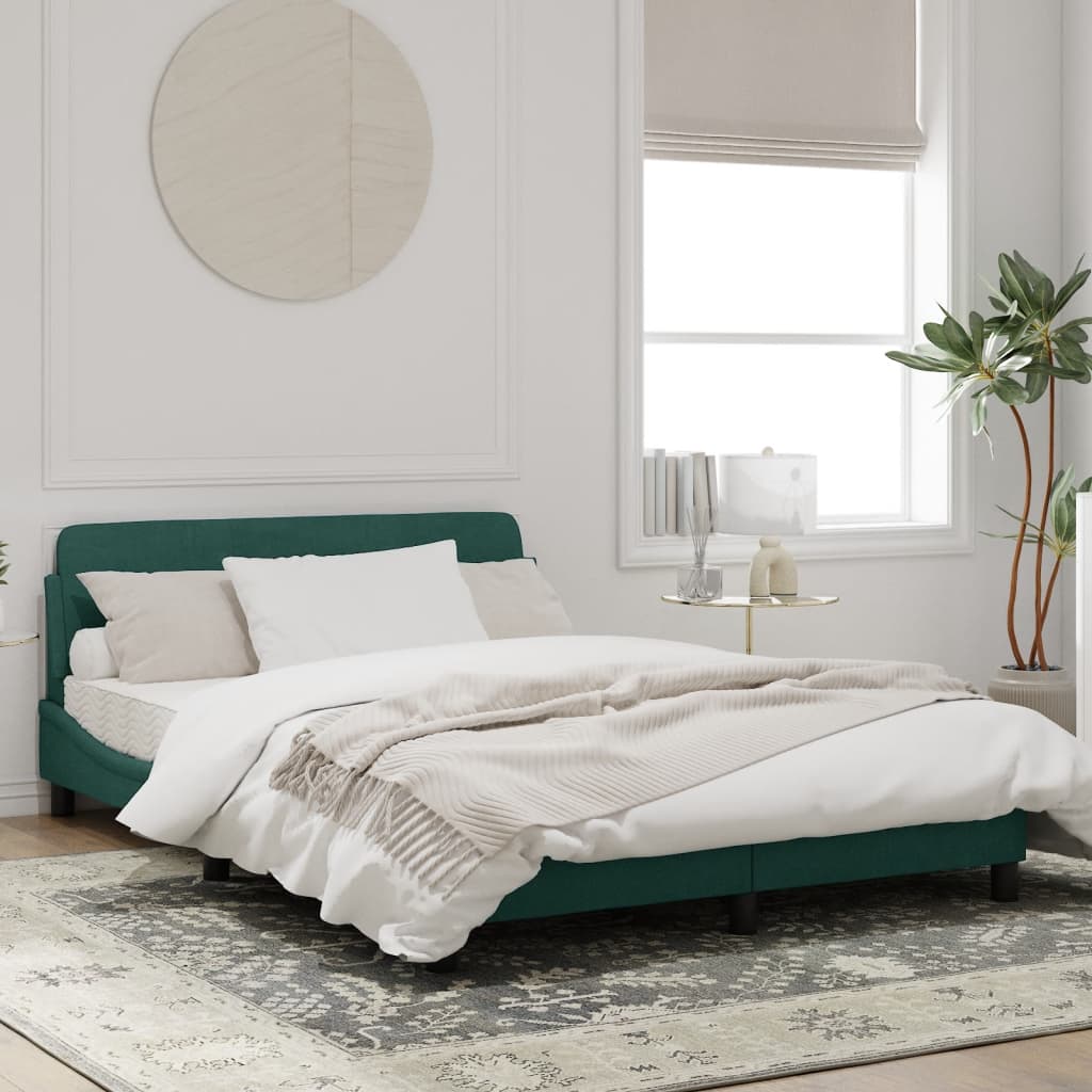 Bed frame without mattress dark green 140x190 cm velvet