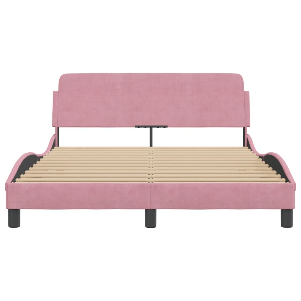 Bed frame with headboard without mattress pink 140x190 cm velvet