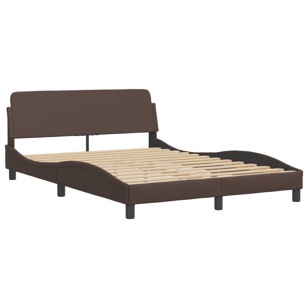 Bed frame with headboard brown 140x190 cm artificial leather