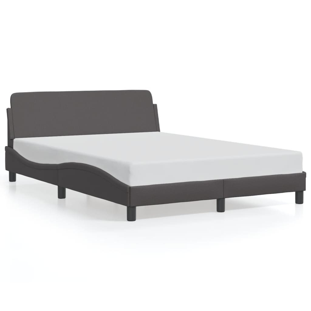 Bed frame with headboard grey 140x190 cm artificial leather