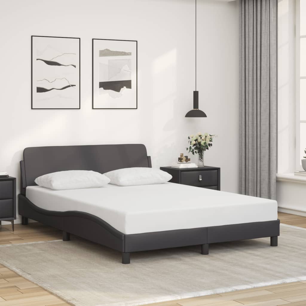 Bed frame with headboard grey 140x190 cm artificial leather