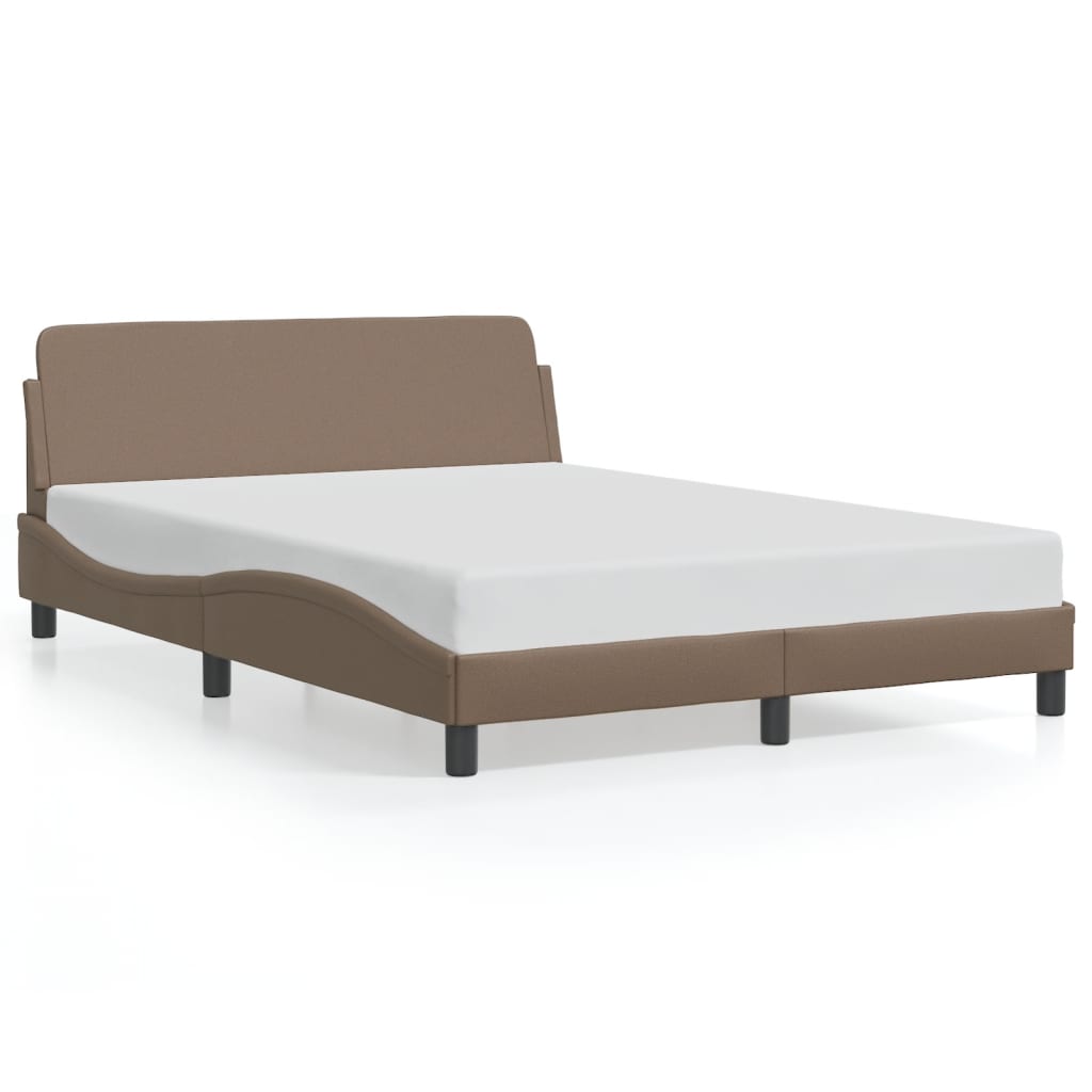 Bed frame with headboard cappuccino brown 140x190 cm artificial leather