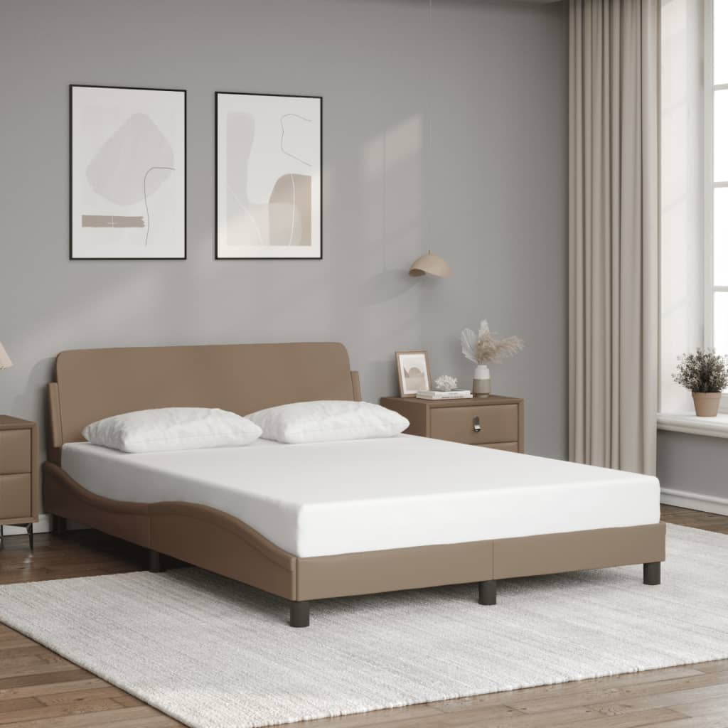 Bed frame with headboard cappuccino brown 140x190 cm artificial leather