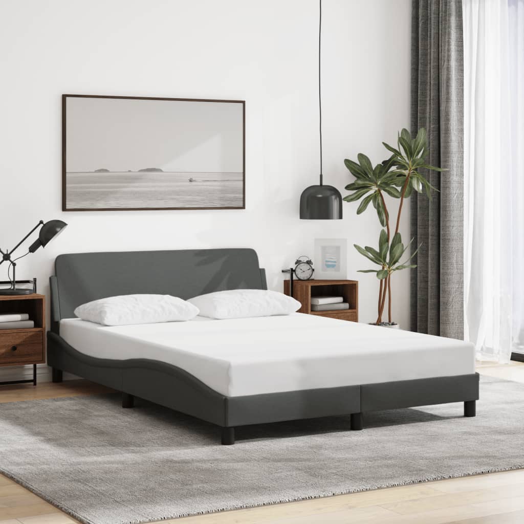 Bed frame without mattress dark grey 140x200 cm fabric