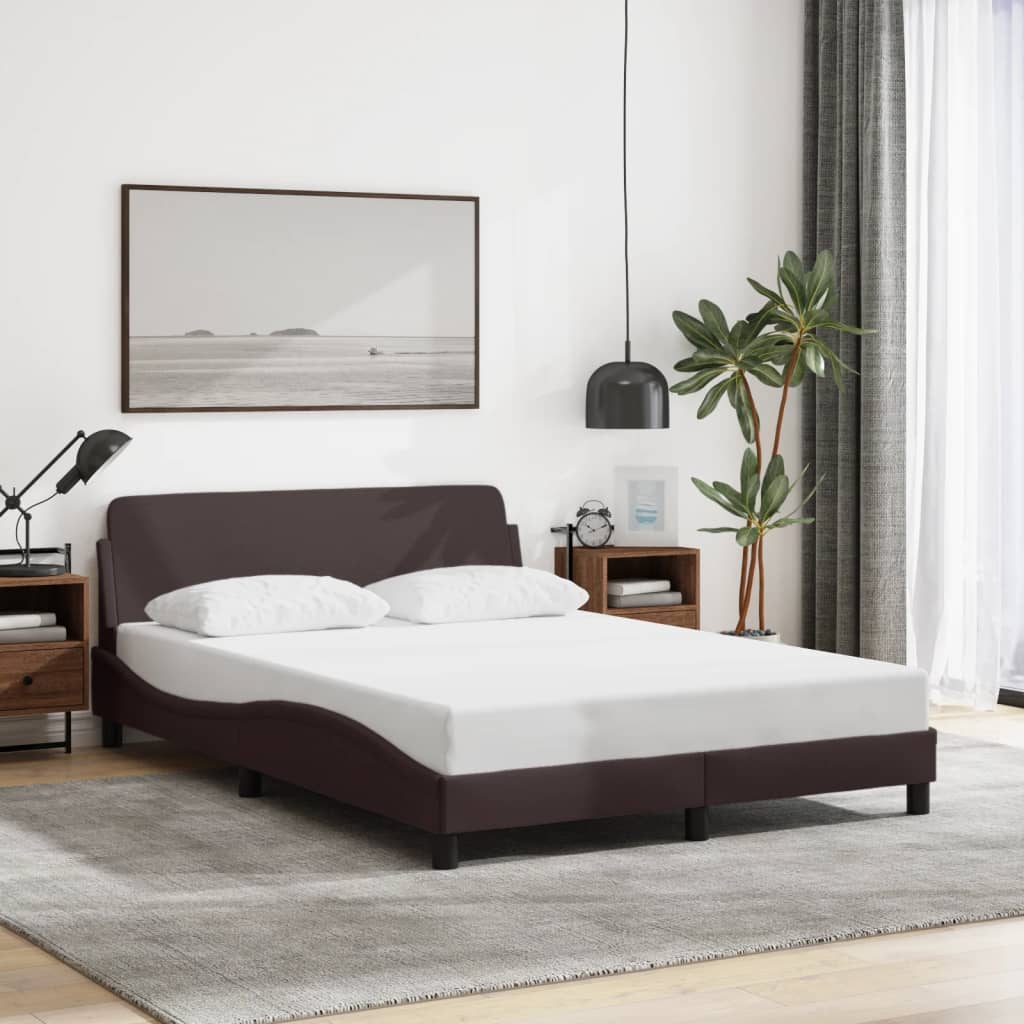 Bed frame without mattress dark brown 140x200 cm fabric