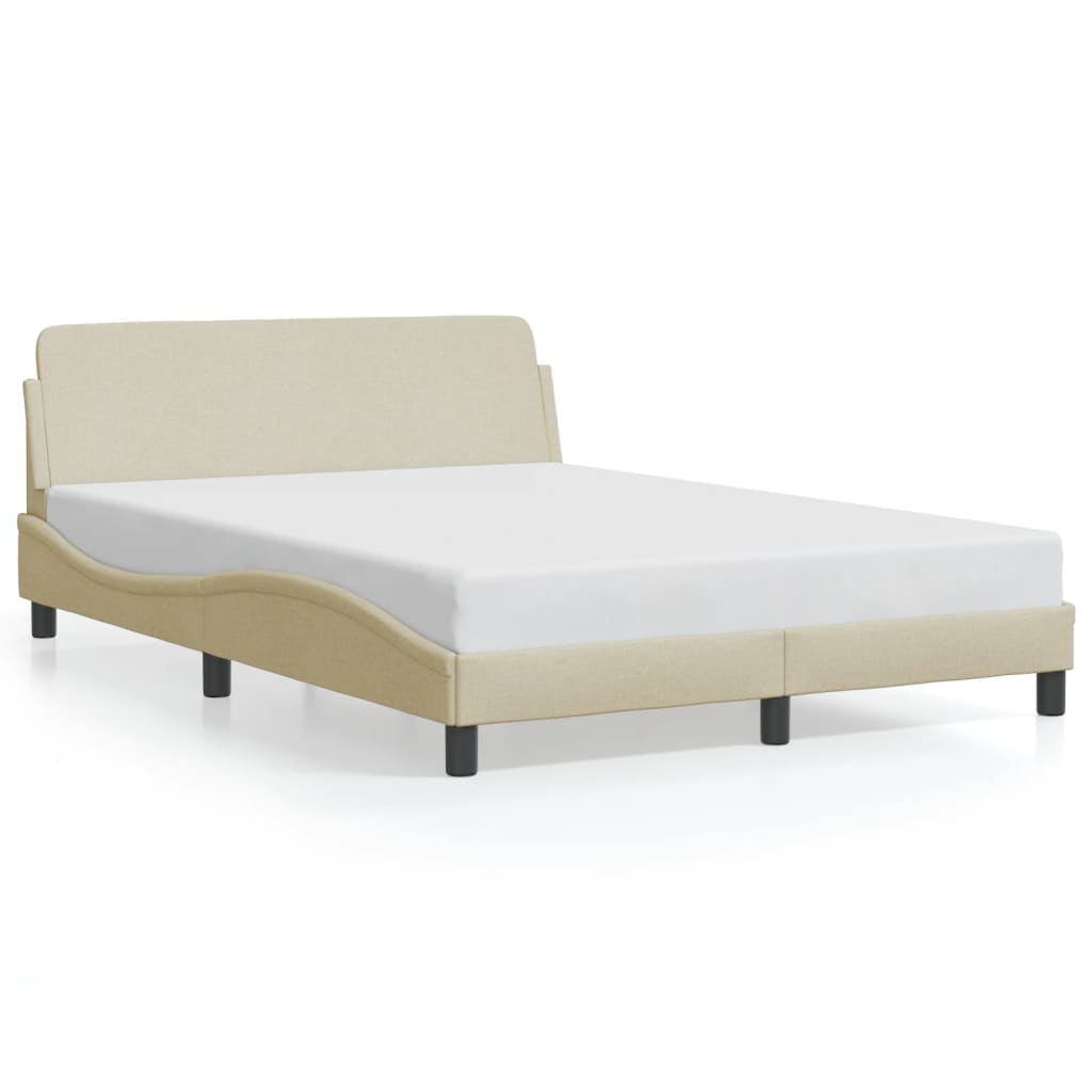 Bed frame without mattress cream 140x200 cm fabric