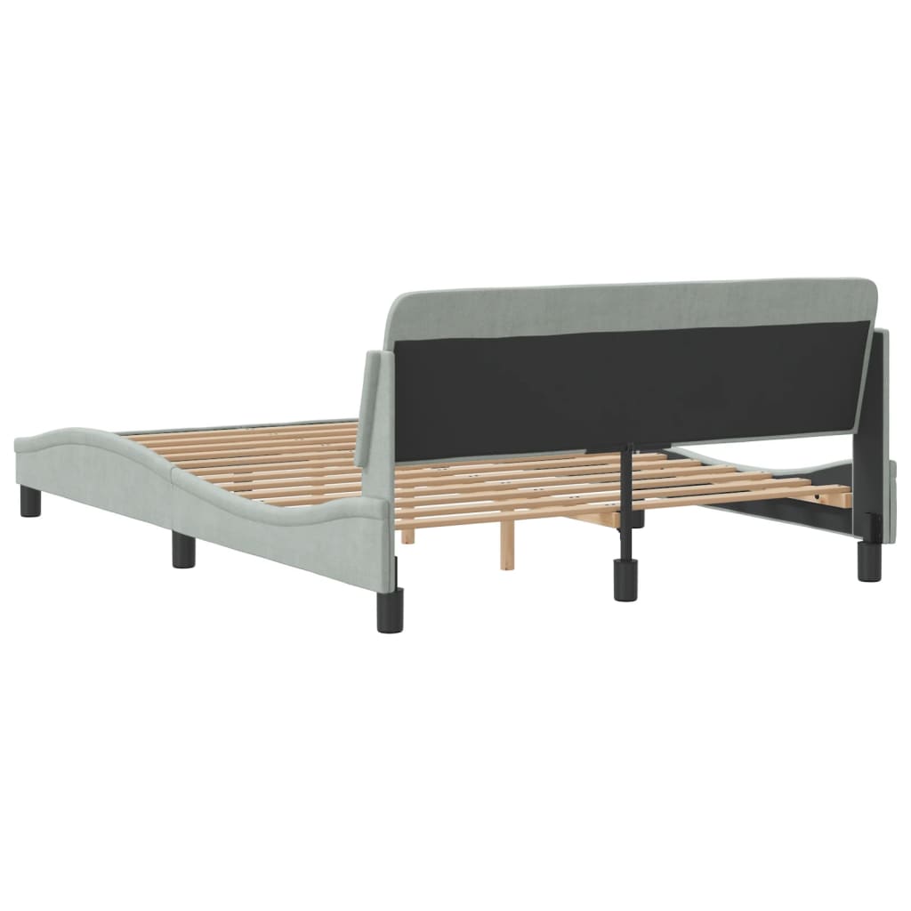 Bed frame without mattress light grey 140x200 cm velvet