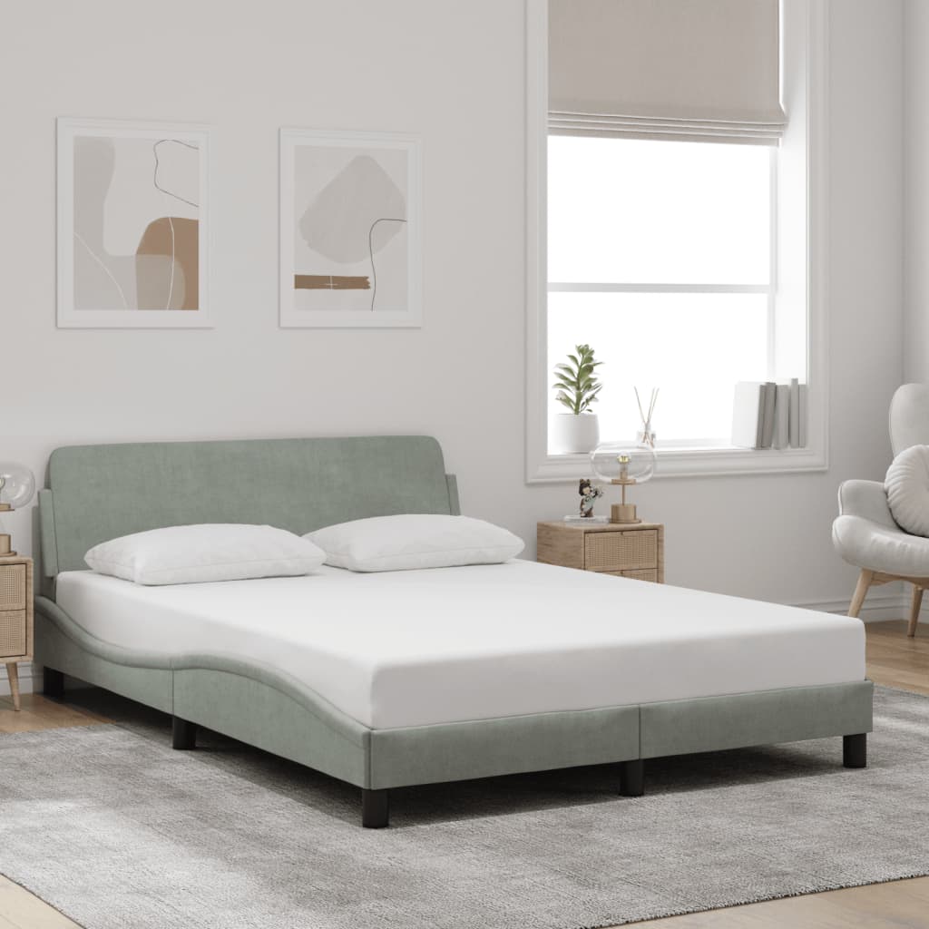 Bed frame without mattress light grey 140x200 cm velvet