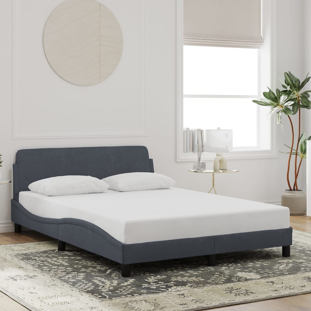 Bed frame without mattress dark grey 140x200 cm velvet