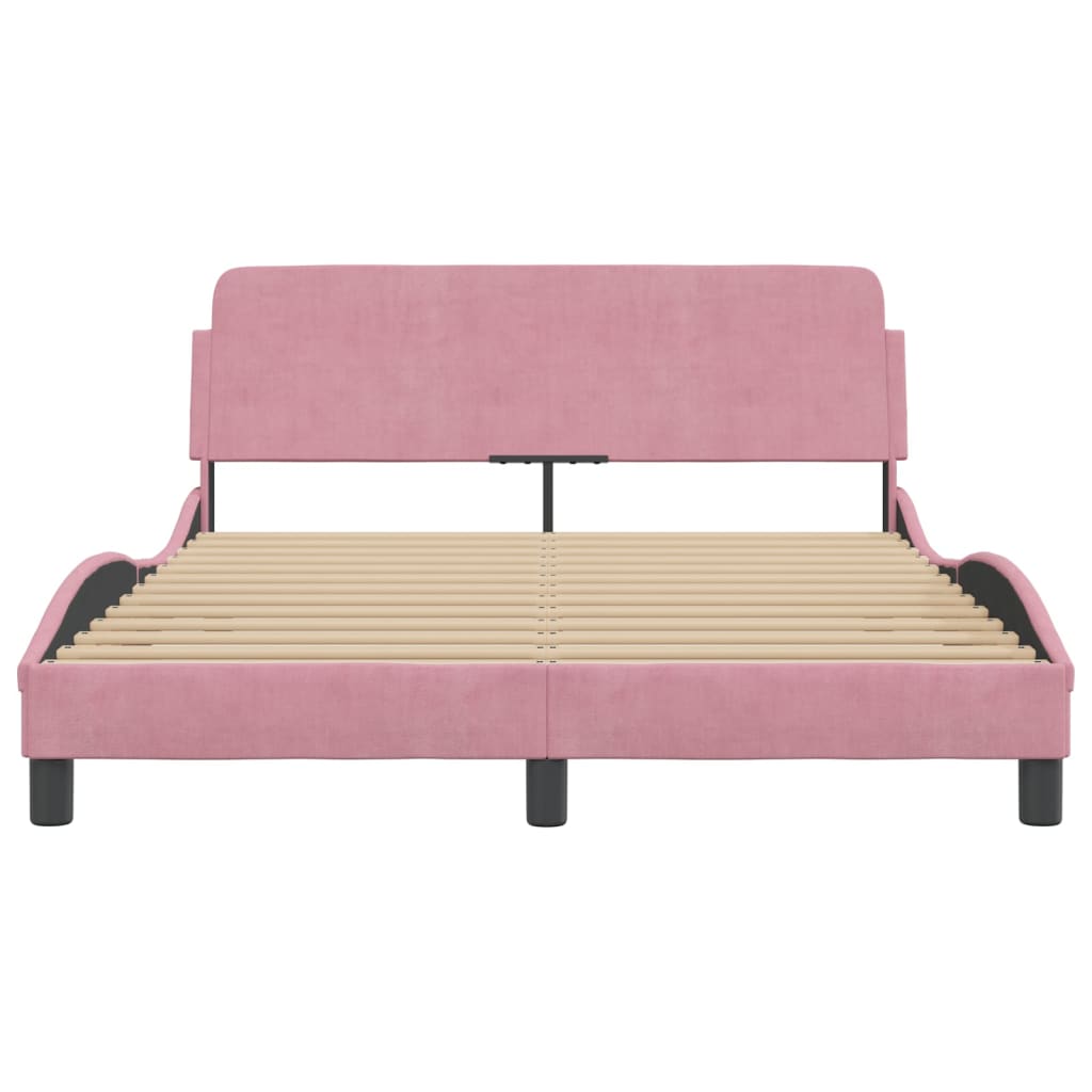 Bed frame with headboard without mattress pink 140x200 cm velvet