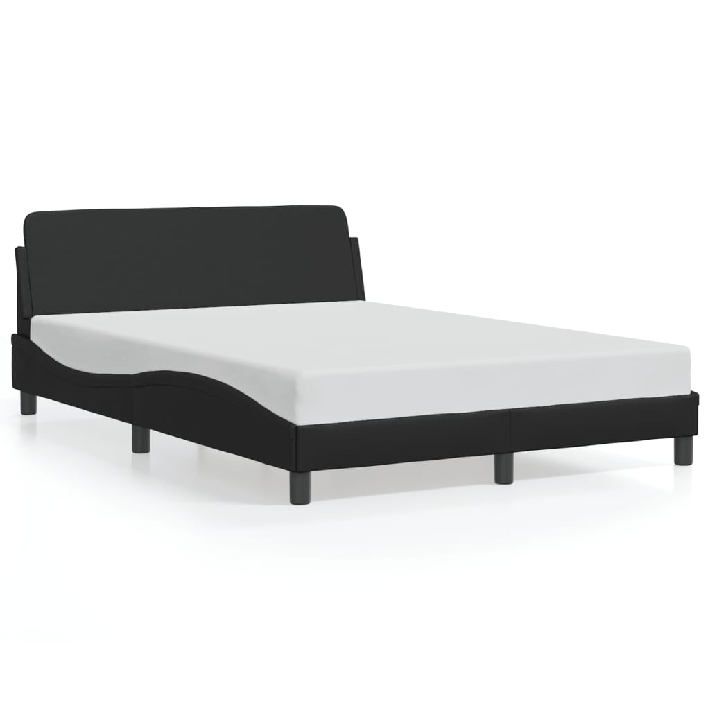 Bed frame with headboard black 140x200 cm artificial leather