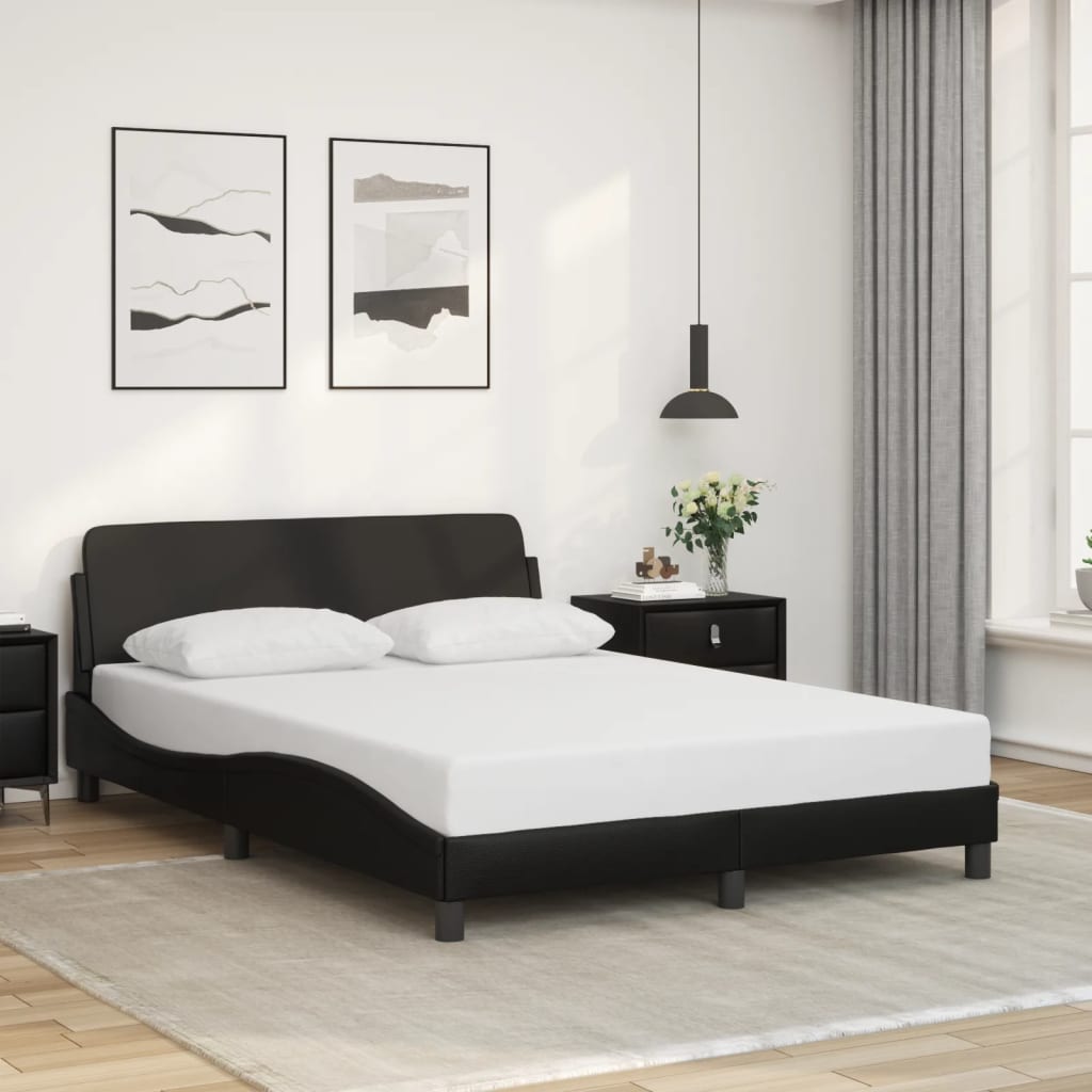 Bed frame with headboard black 140x200 cm artificial leather