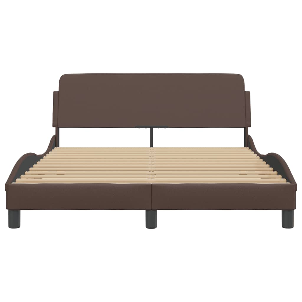 Bed frame with headboard brown 140x200 cm artificial leather