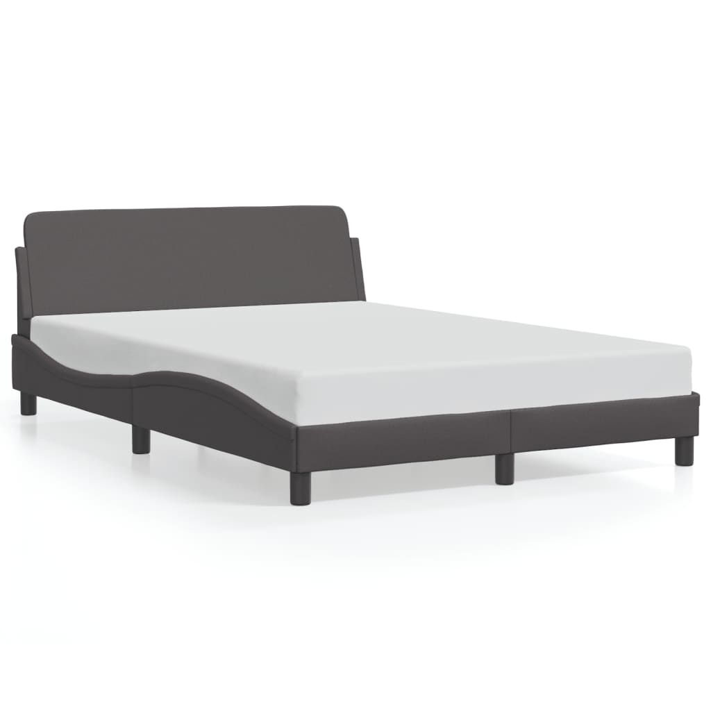 Bed frame with headboard gray 140x200 cm artificial leather