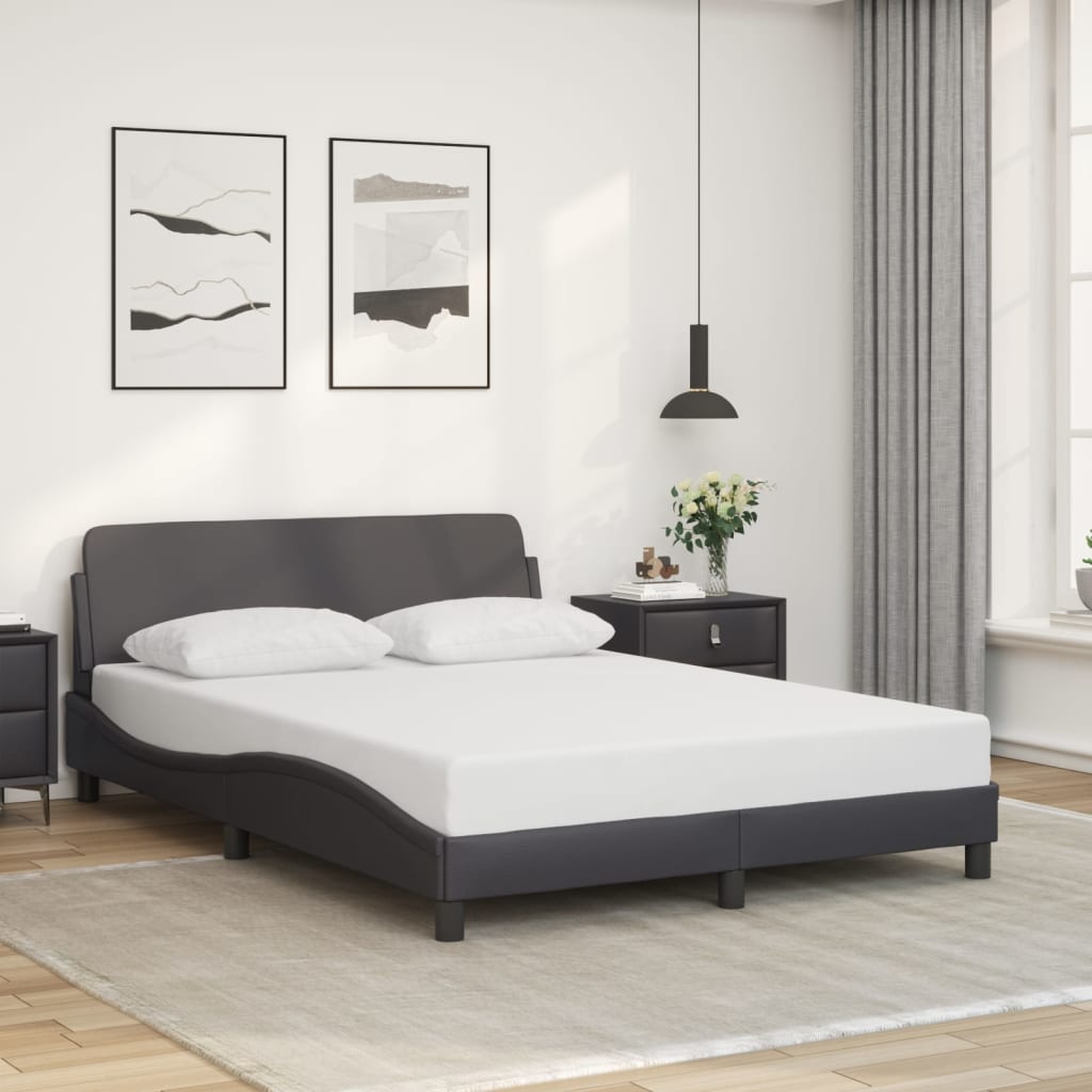 Bed frame with headboard gray 140x200 cm artificial leather