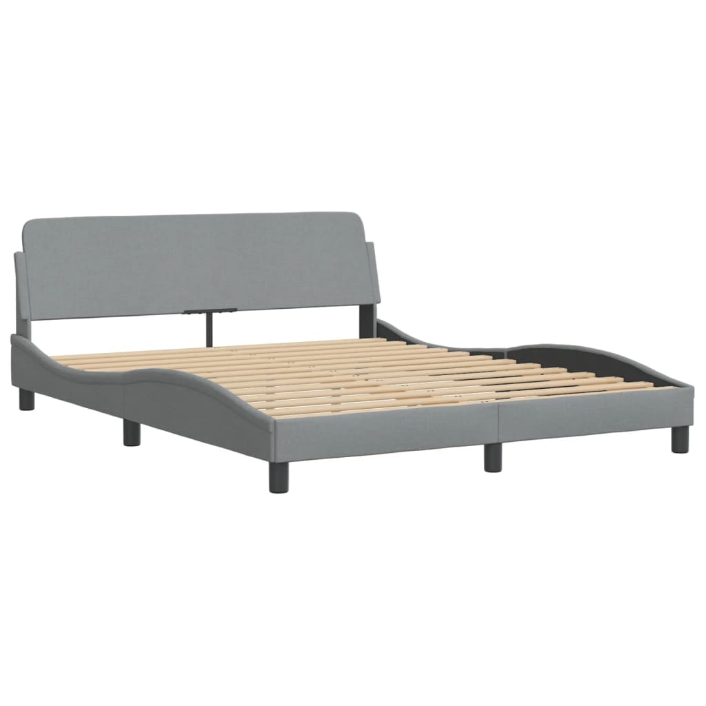 Bed frame without mattress light grey 160x200 cm fabric