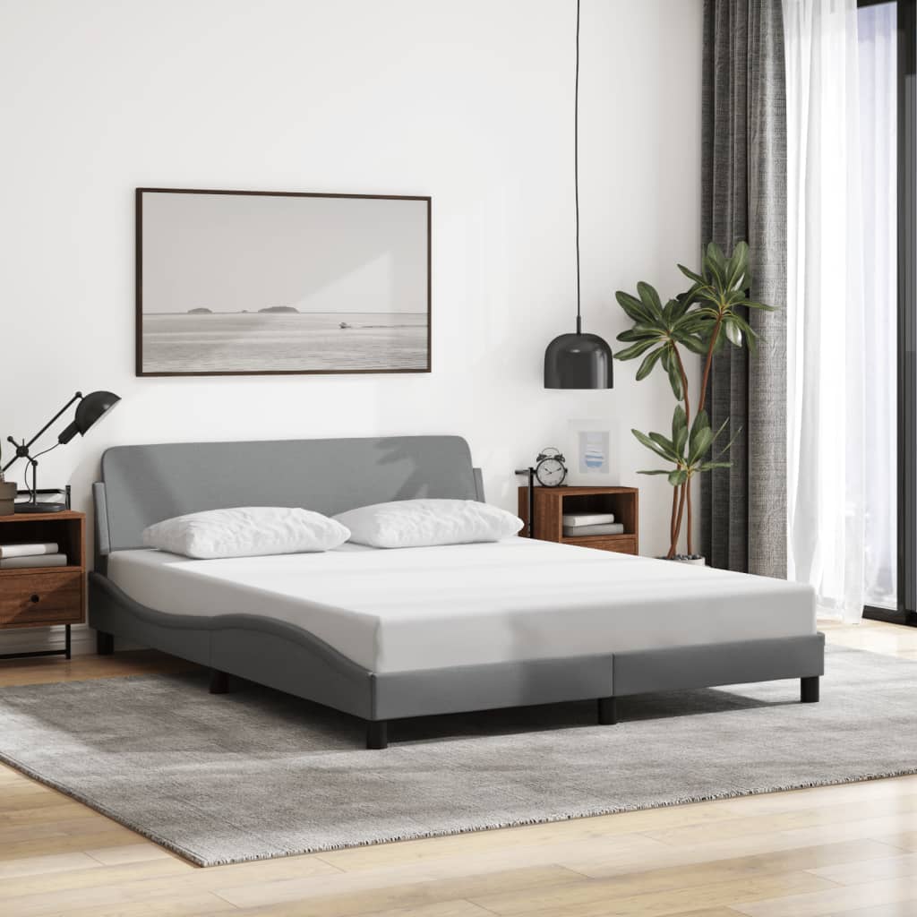 Bed frame without mattress light grey 160x200 cm fabric