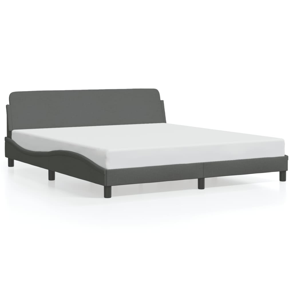 Bed frame without mattress dark grey 160x200 cm fabric