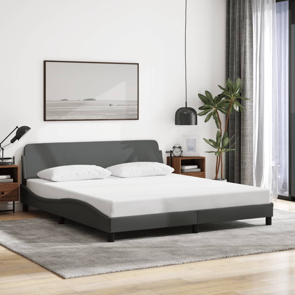 Bed frame without mattress dark grey 160x200 cm fabric