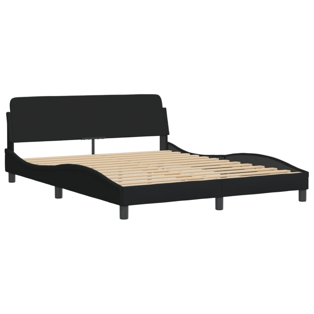 Bed frame without mattress Black 160x200 cm fabric