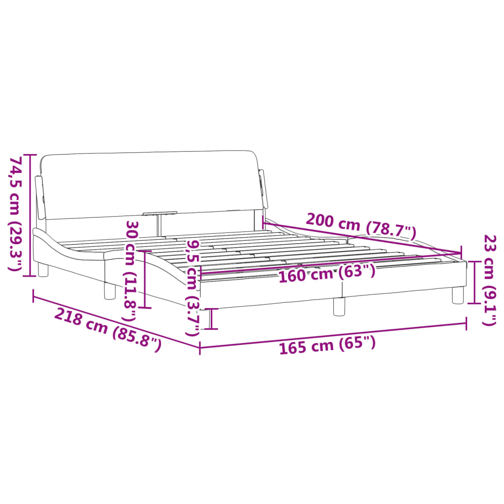 Bed frame without mattress Black 160x200 cm fabric