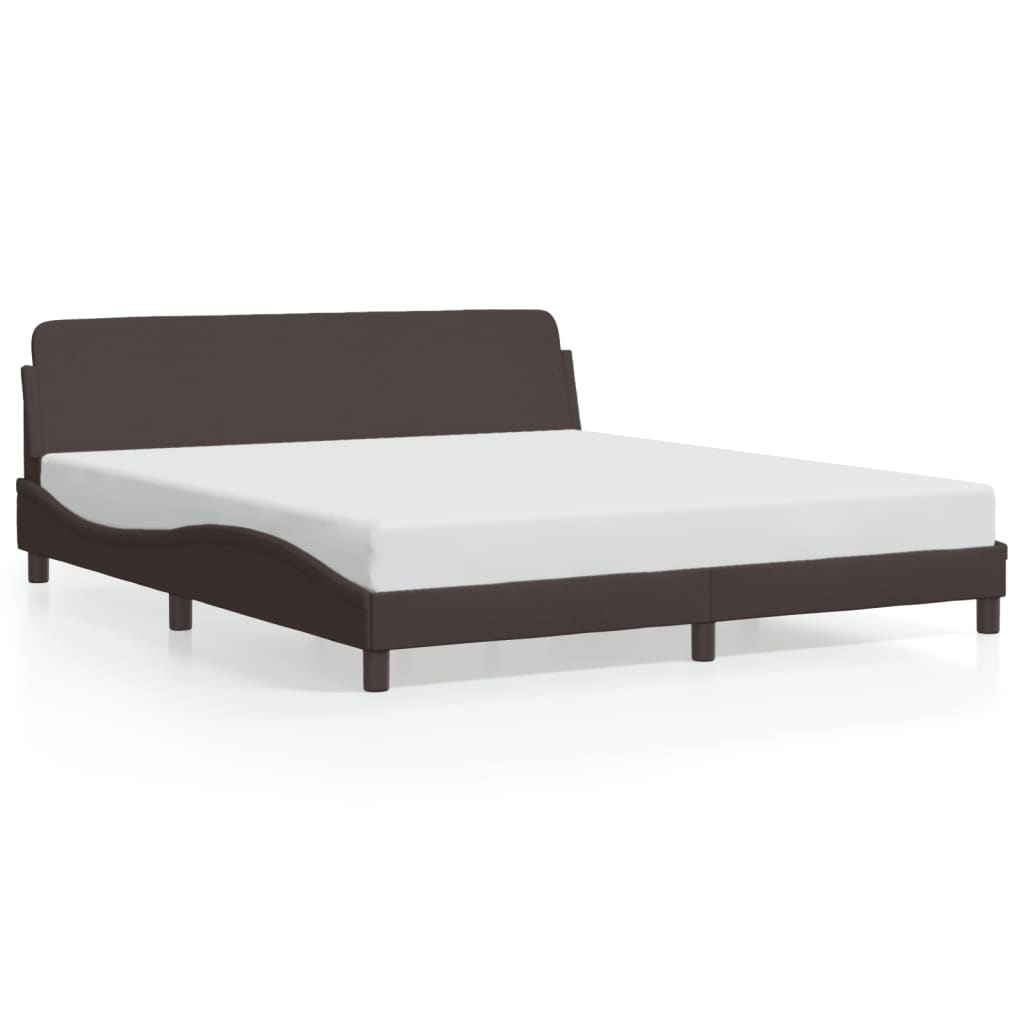 Bed frame without mattress dark brown 160x200 cm fabric