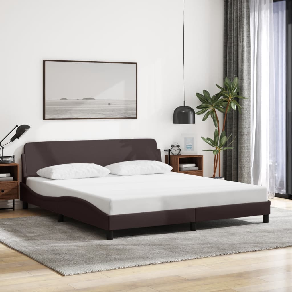 Bed frame without mattress dark brown 160x200 cm fabric