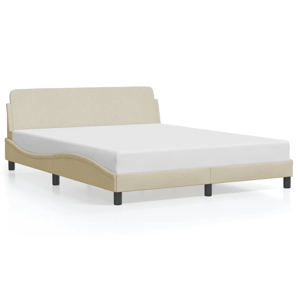 Bed frame without mattress cream 160x200 cm fabric