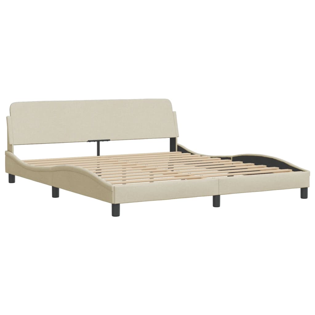 Bed frame without mattress cream 160x200 cm fabric