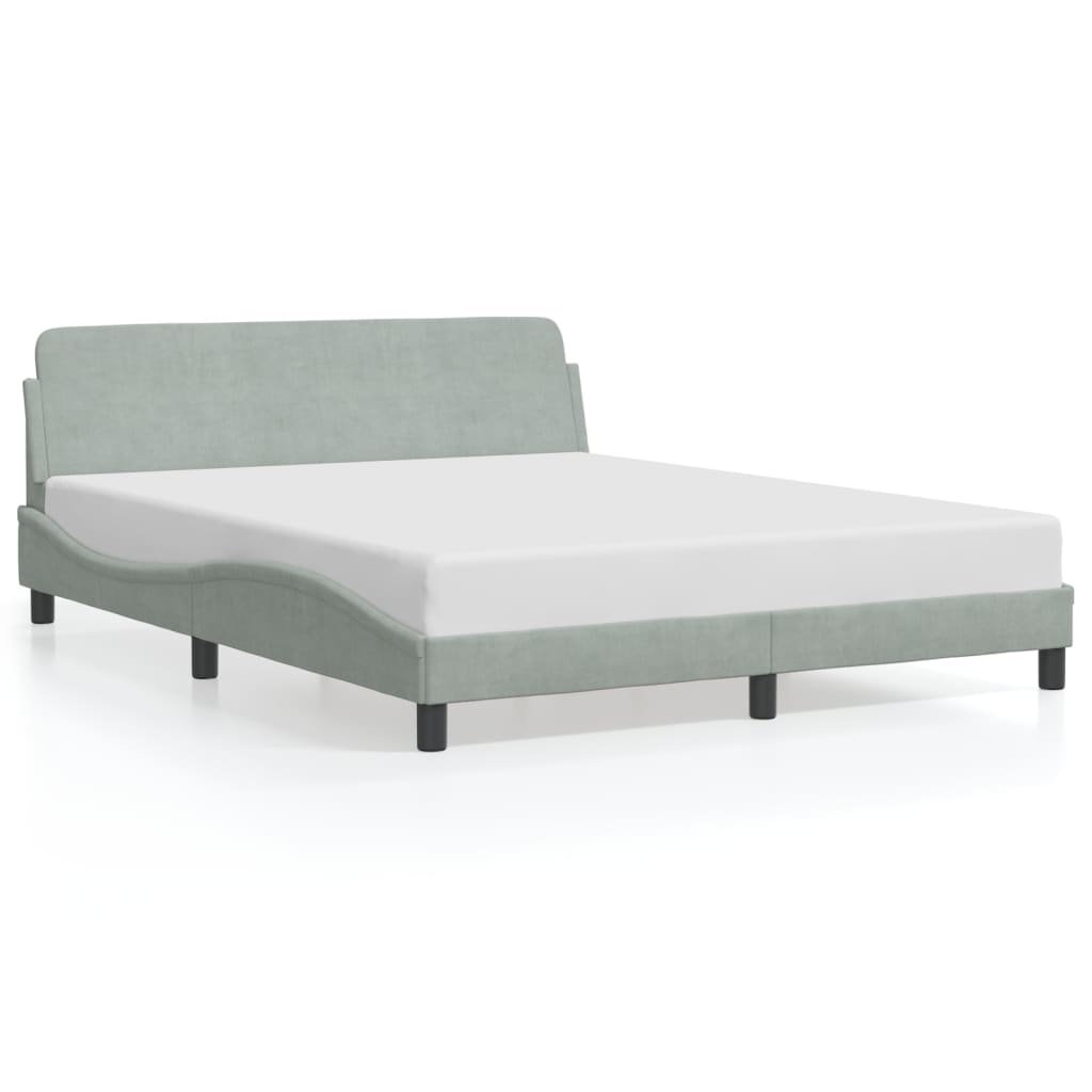 Bed frame without mattress light grey 160x200 cm velvet