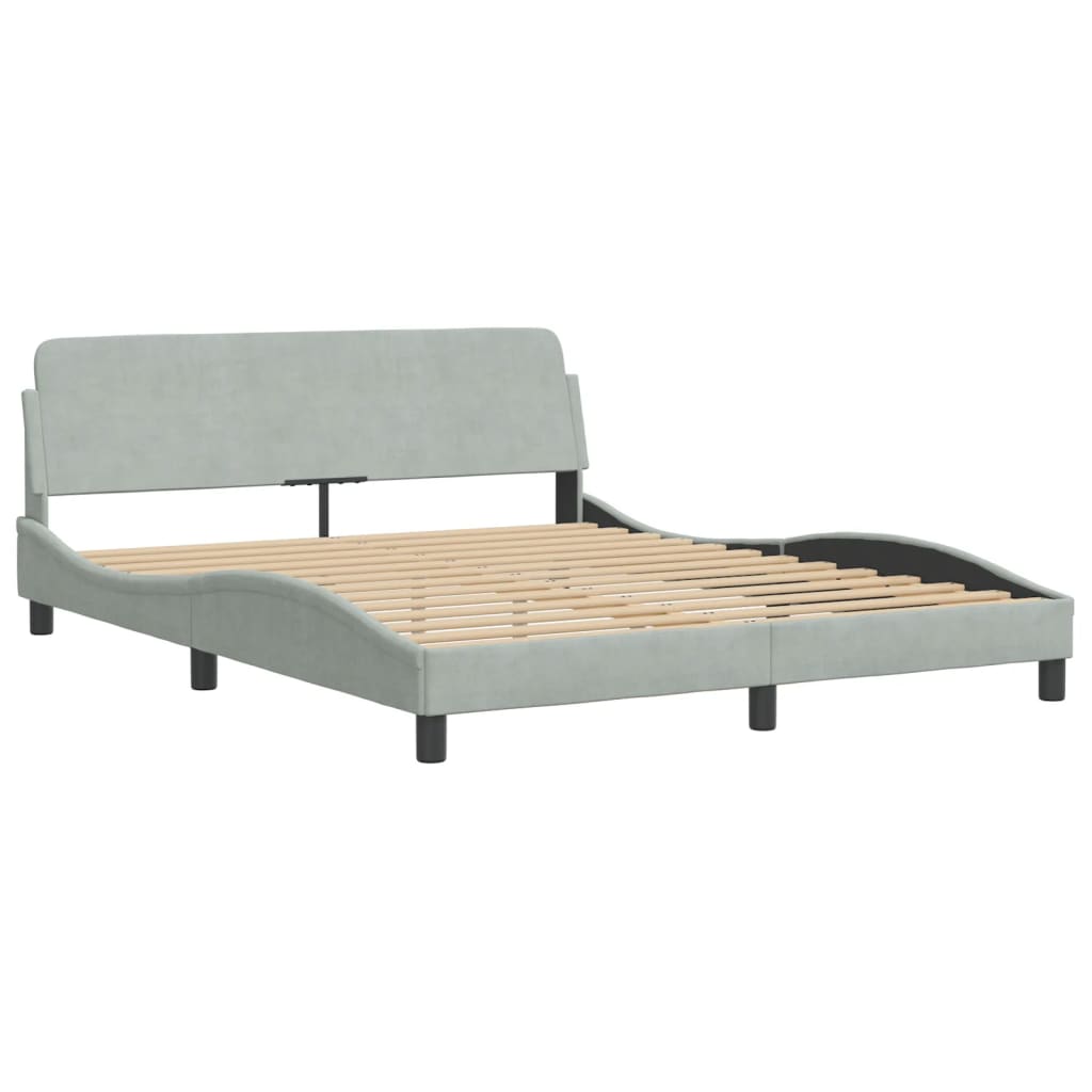 Bed frame without mattress light grey 160x200 cm velvet