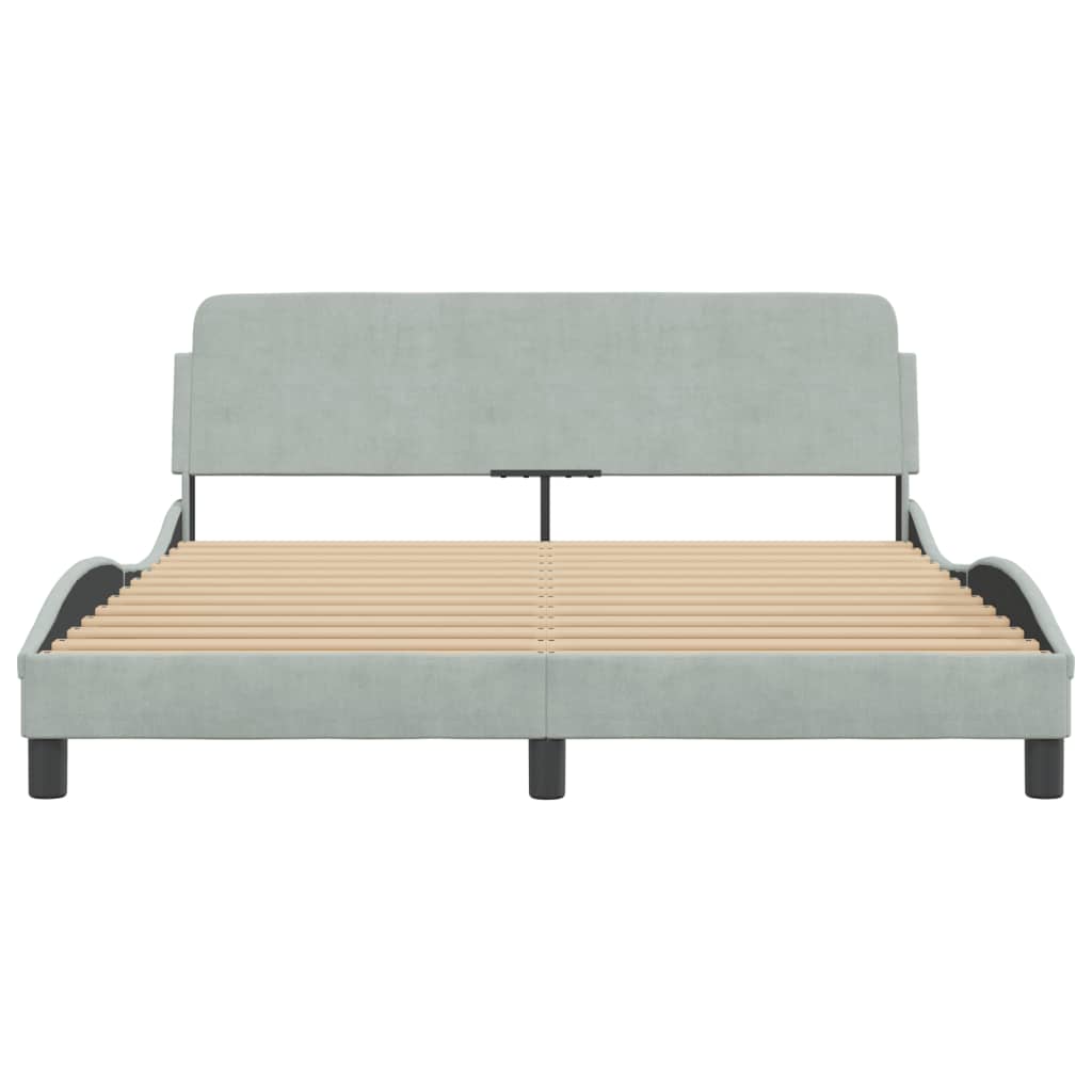 Bed frame without mattress light grey 160x200 cm velvet