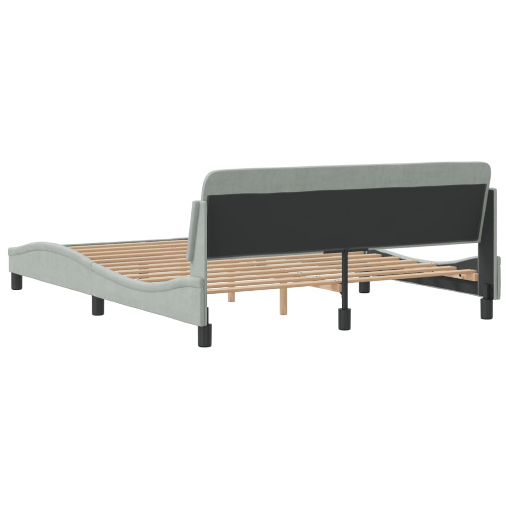 Bed frame without mattress light grey 160x200 cm velvet