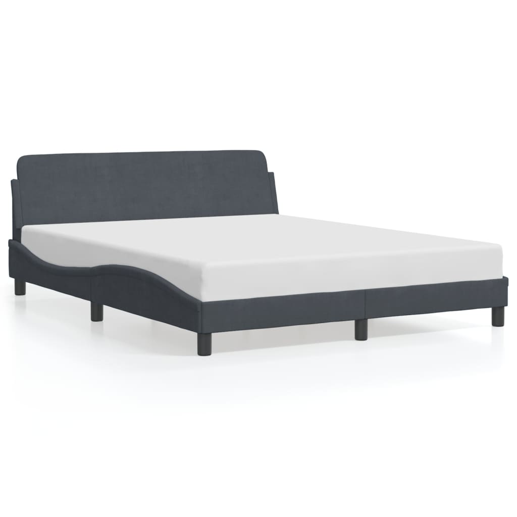 Bed frame without mattress dark grey 160x200 cm velvet