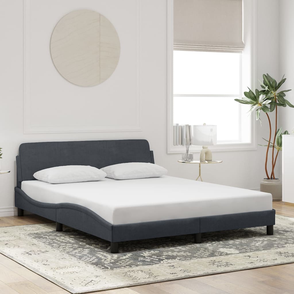 Bed frame without mattress dark grey 160x200 cm velvet