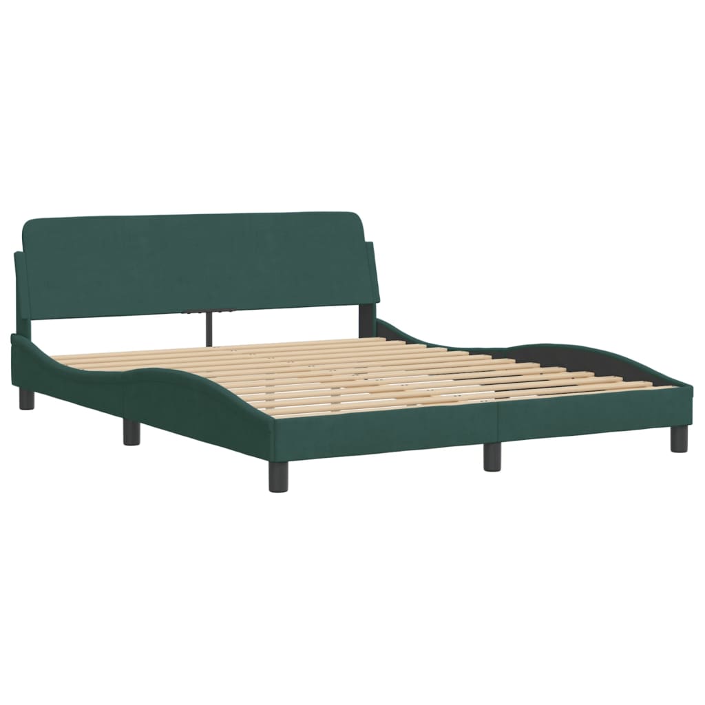 Bed frame without mattress dark green 160x200 cm velvet