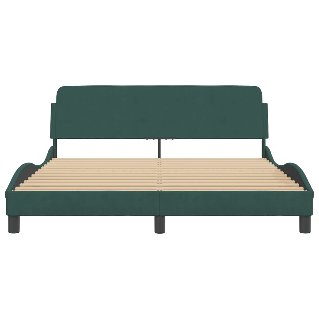 Bed frame without mattress dark green 160x200 cm velvet