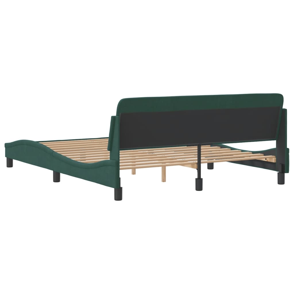 Bed frame without mattress dark green 160x200 cm velvet