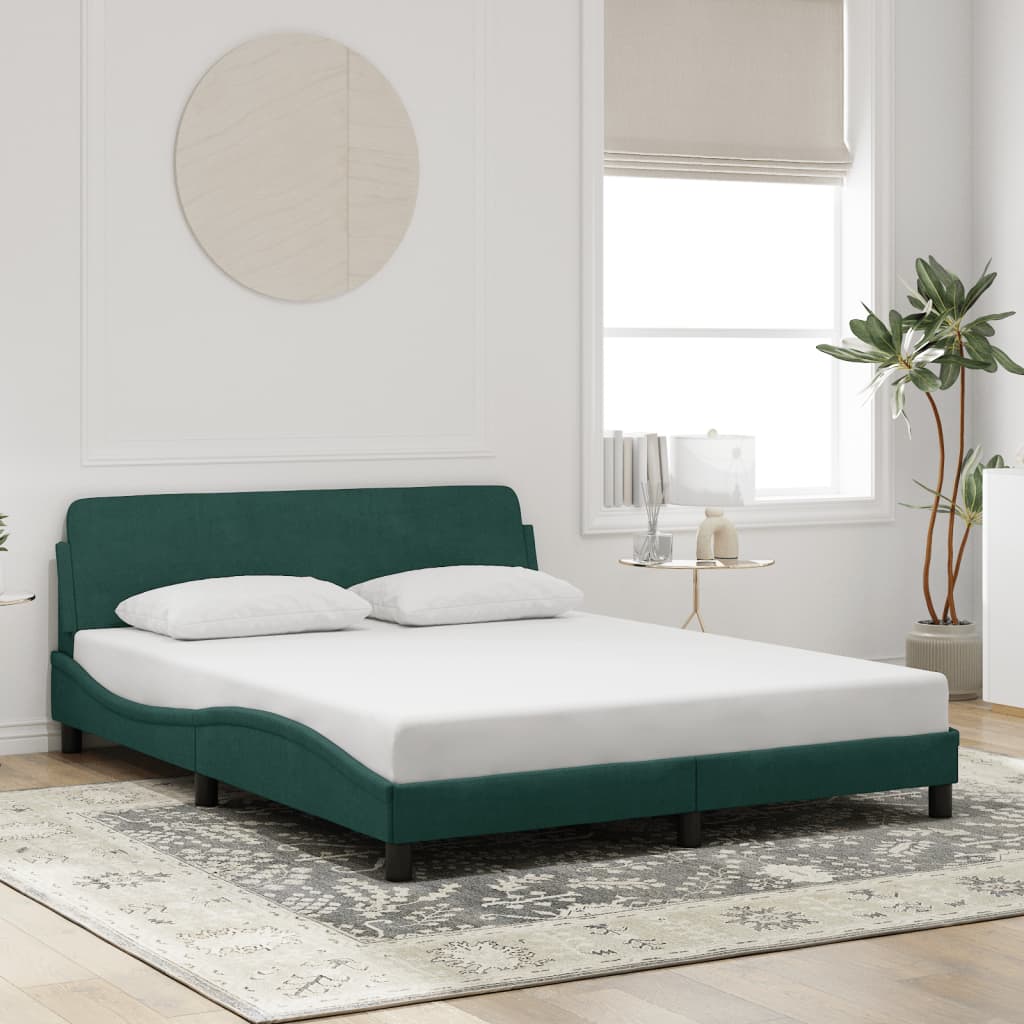 Bed frame without mattress dark green 160x200 cm velvet