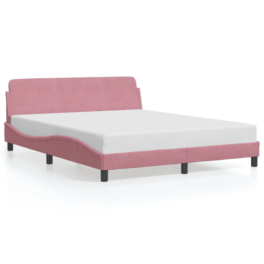 Bed frame with headboard without mattress pink 160x200 cm velvet