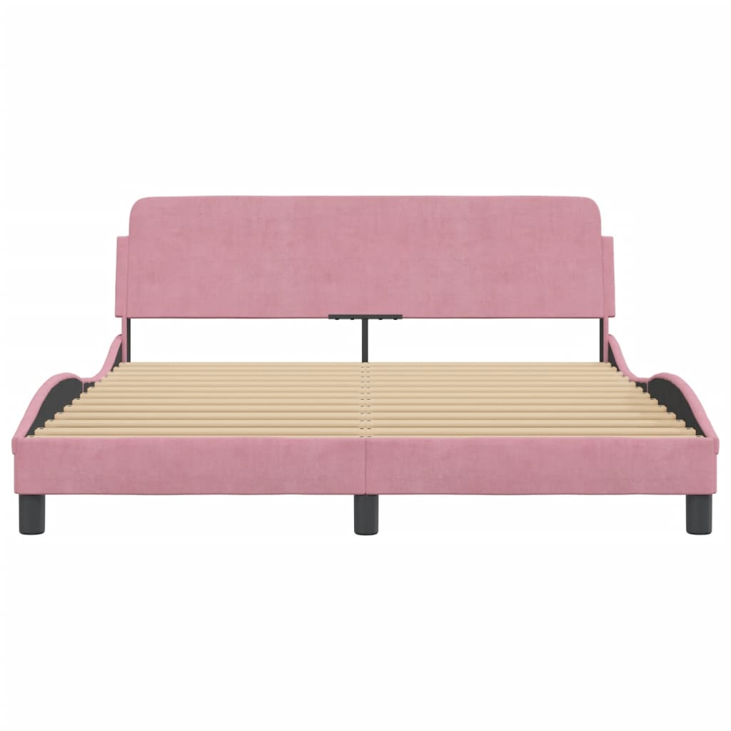 Bed frame with headboard without mattress pink 160x200 cm velvet