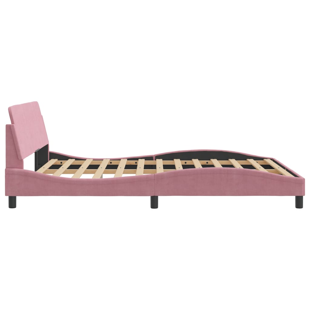 Bed frame with headboard without mattress pink 160x200 cm velvet