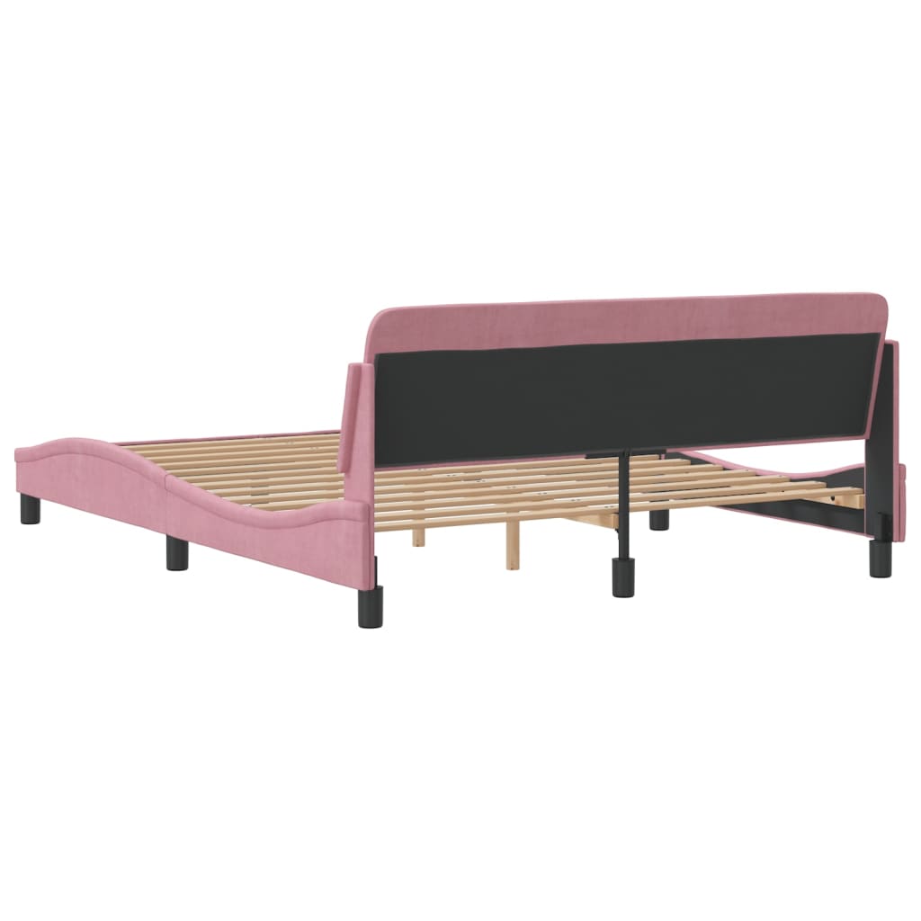 Bed frame with headboard without mattress pink 160x200 cm velvet