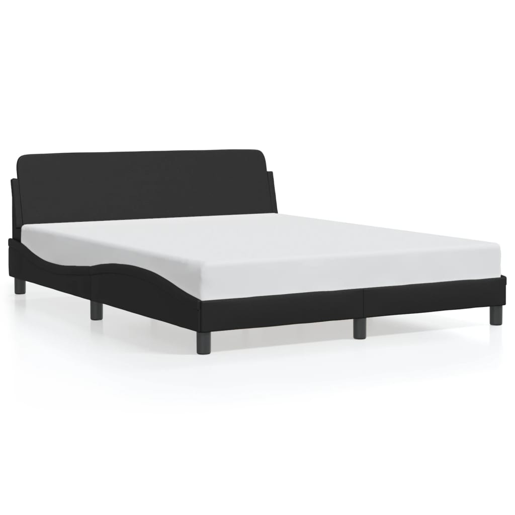 Bed frame with headboard black 160x200 cm artificial leather