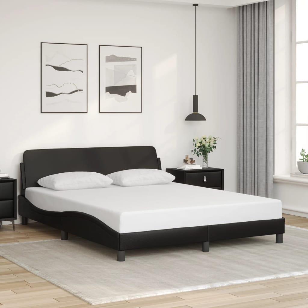 Bed frame with headboard black 160x200 cm artificial leather