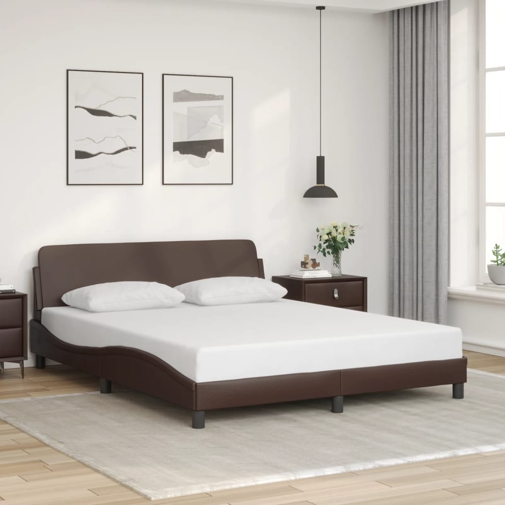 Bed frame with headboard brown 160x200 cm artificial leather