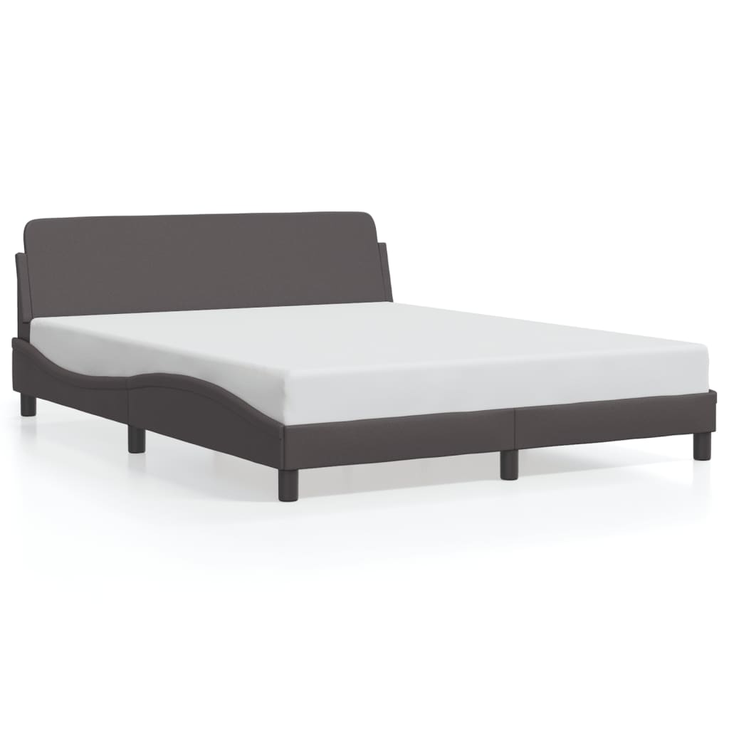 Bed frame with headboard gray 160x200 cm artificial leather