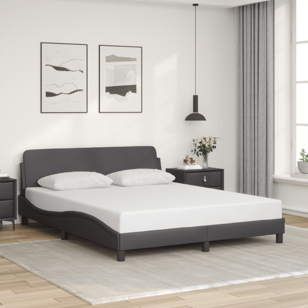 Bed frame with headboard gray 160x200 cm artificial leather